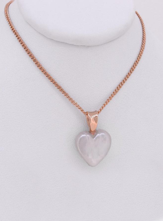 Freshwater Pearl Heart Pendant in 9ct Rose Gold