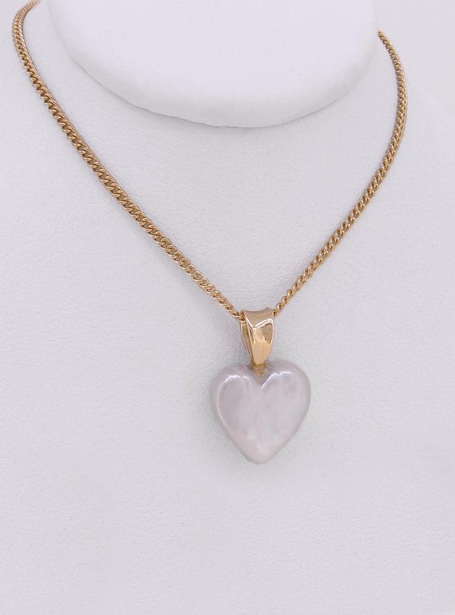 Freshwater Pearl Heart Pendant in 9ct Gold