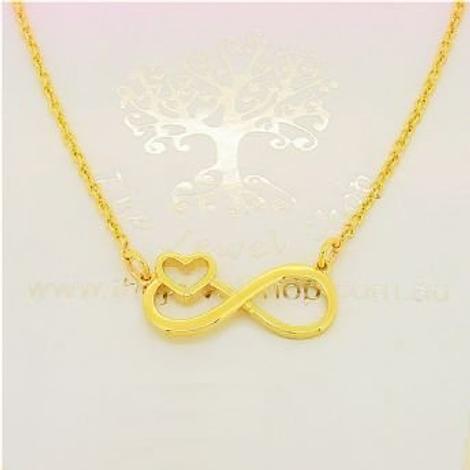 Solid 9ct Gold Infinite Love Infinity Heart Charm Necklace