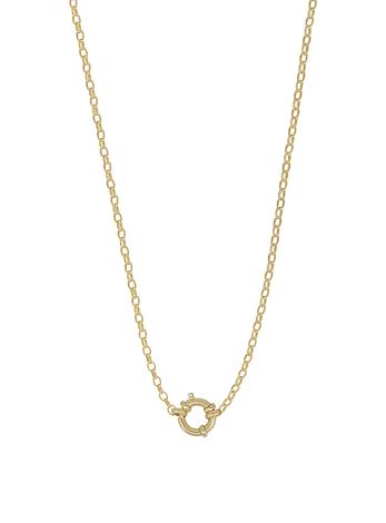 Oval Belcher Chain Bolt Ring Necklace in 9ct Gold