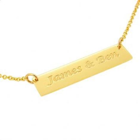9ct Gold Rectangle Name Tag Personalised Name Design Necklace
