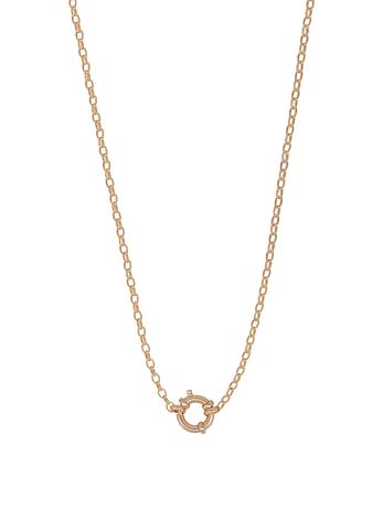 Oval Belcher Chain Bolt Ring Necklace in 9ct Rose Gold