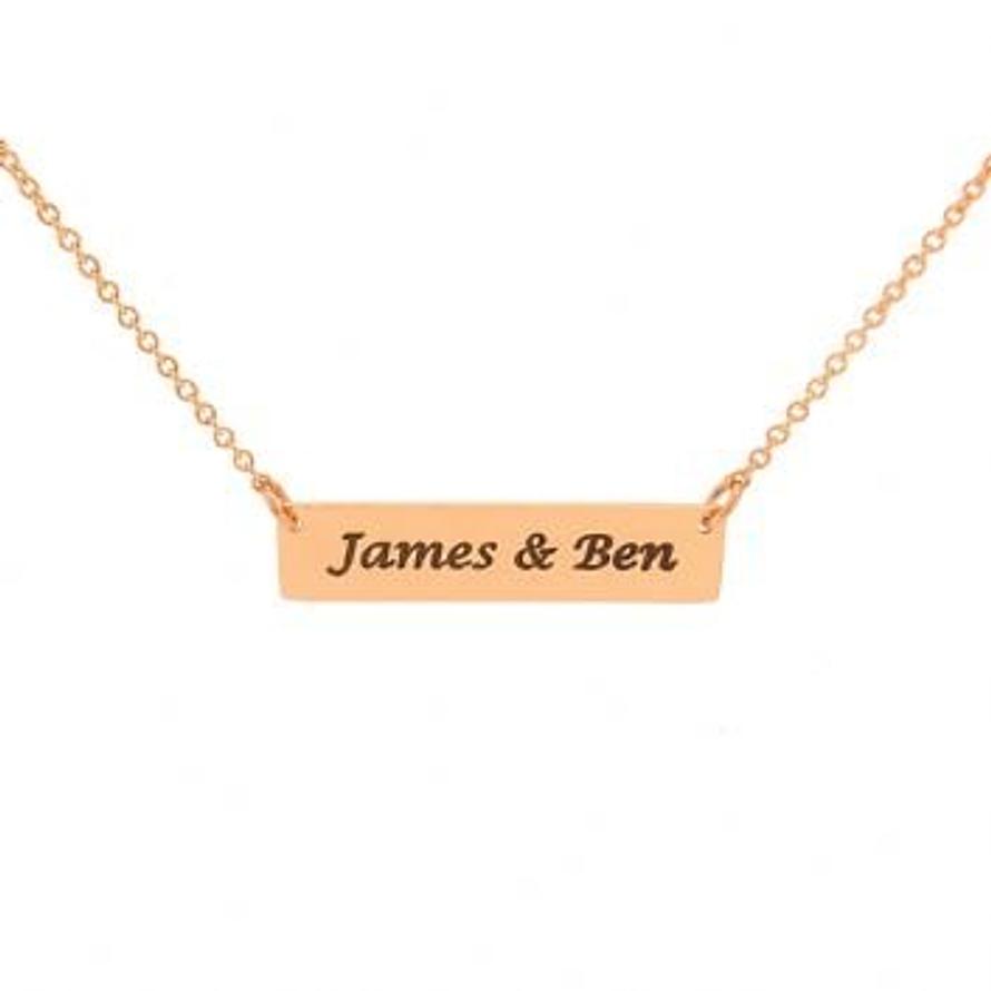 9CT ROSE GOLD RECTANGLE NAME TAG PERSONALISED NAME DESIGN NECKLACE