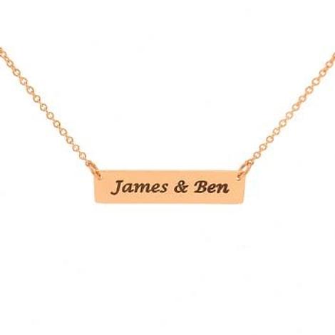 9ct Rose Gold Rectangle Name Tag Personalised Name Design Necklace