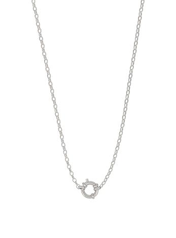 Oval Belcher Chain Bolt Ring Necklace in 9ct White Gold