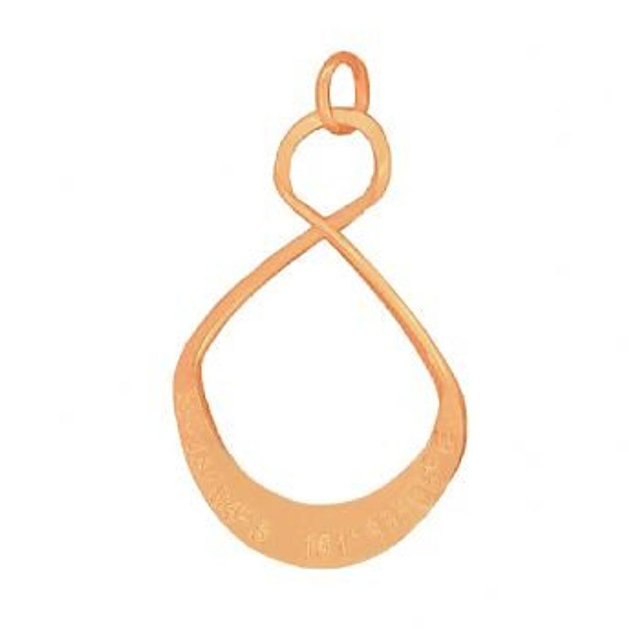 9CT ROSE GOLD 25mm OVAL MOBIUS INFINITY PERSONALISED NAME PENDANT