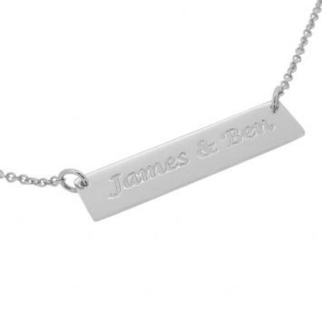 9ct White Gold Rectangle Name Tag Personalised Name Design Necklace