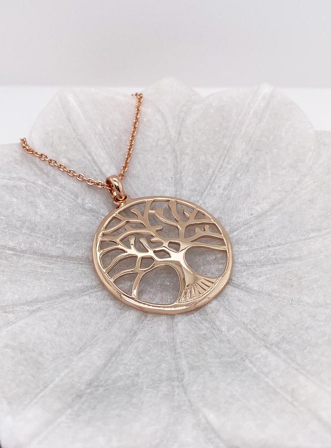 Tree of Life Charm Pendant 32mm in 9ct Rose Gold