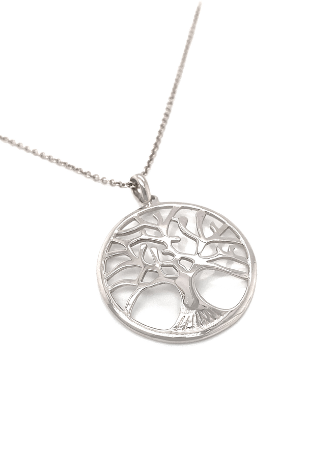 Tree of Life Charm Pendant 32mm in 9ct White Gold