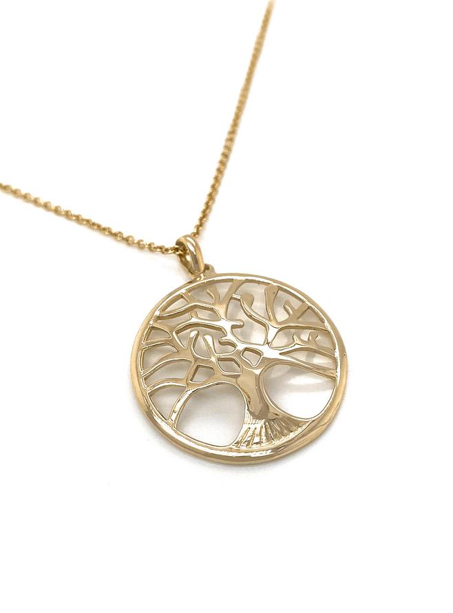 Tree of Life Charm Pendant 32mm in 9ct Yellow Gold