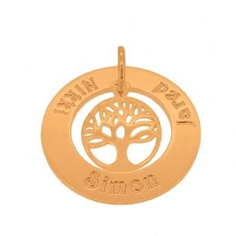 9ct Rose Gold 22mm Family Circle Personalised Tree of Life Name Pendant