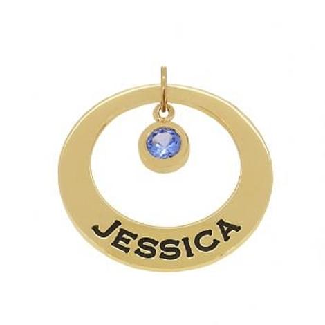 9ct Gold 25mm Circle of Life Personalised Name Birthstone Pendant