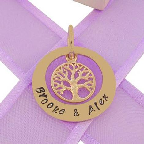 9ct Gold 25mm Circle of Life Personalised Tree of Life Name Pendant 9y-25mmoc-Kb52-9yj