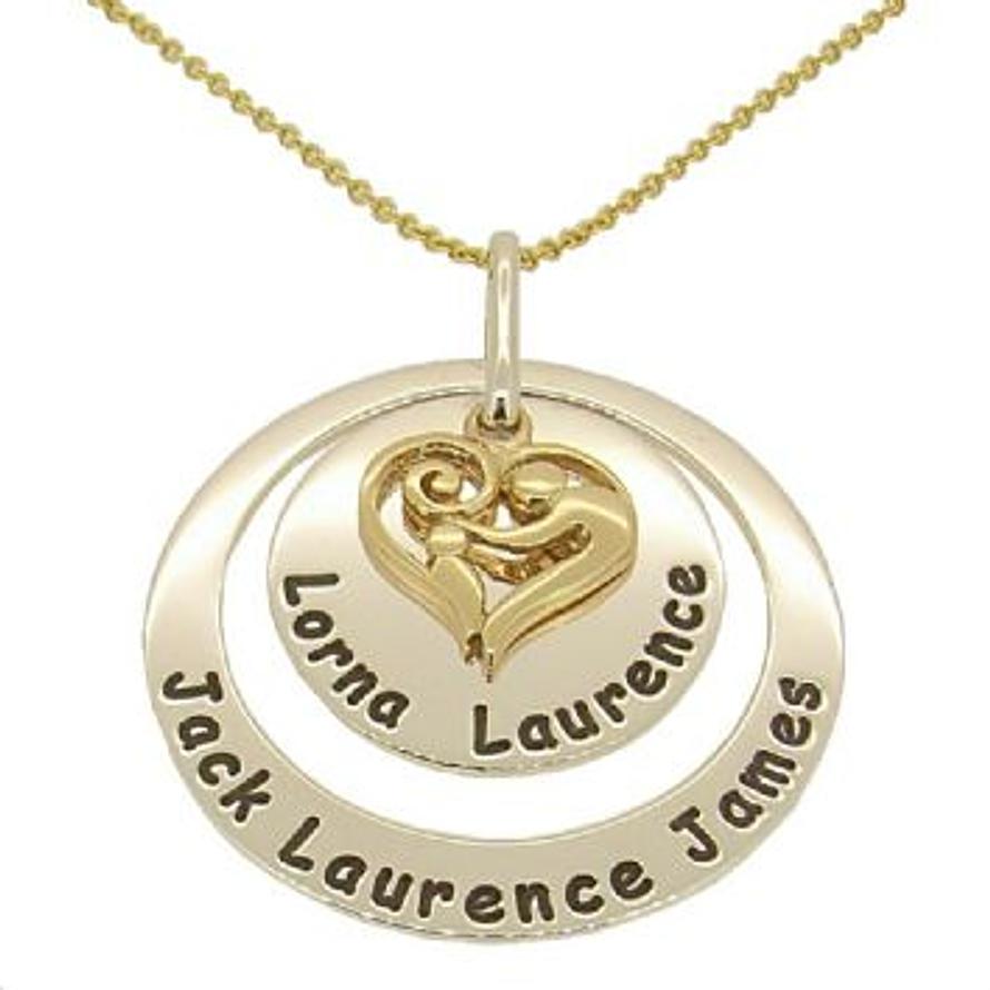 25mm ROUND 38mm CIRCLE OF LIFE PERSONALISED MOTHER BABY CHILD PENDANT 9CT CABLE NECKLACE
