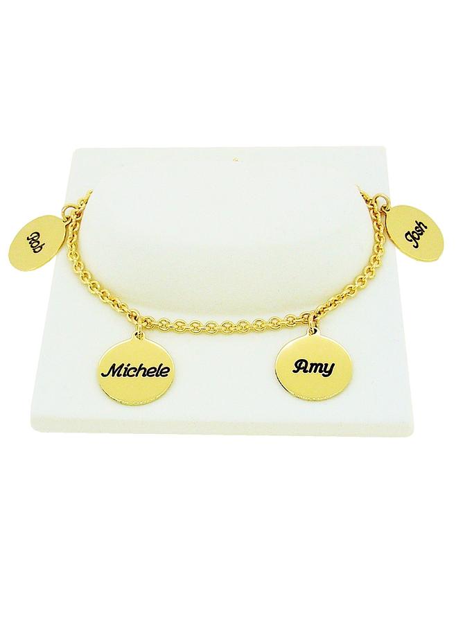 9ct Yellow Gold 16mm Personalised Coin Cable Bracelet