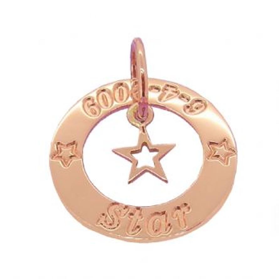 9CT ROSE GOLD 25mm CIRCLE OF LIFE PERSONALISED FAMILY NAME PENDANT LUCKY STAR NECKLACE -25mm-HR3428-9R