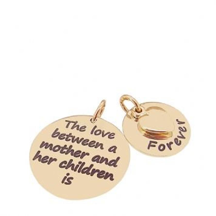 9CT ROSE GOLD 16mm and 22mm Mothers Love MESSAGE COINS 9CT ROSE GOLD HEART CHARM PENDANT