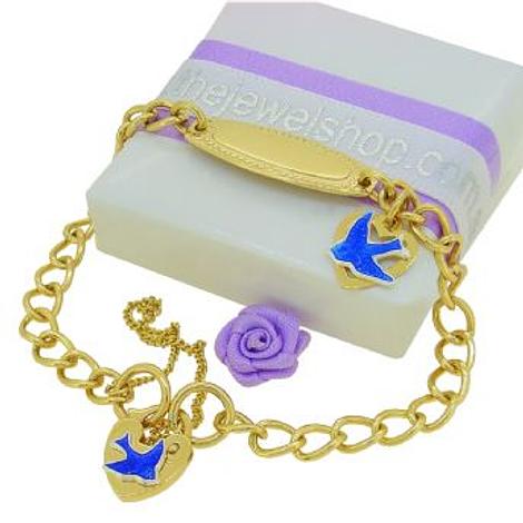 Bluebird Design Curb Identity Padlock Charm Bracelet