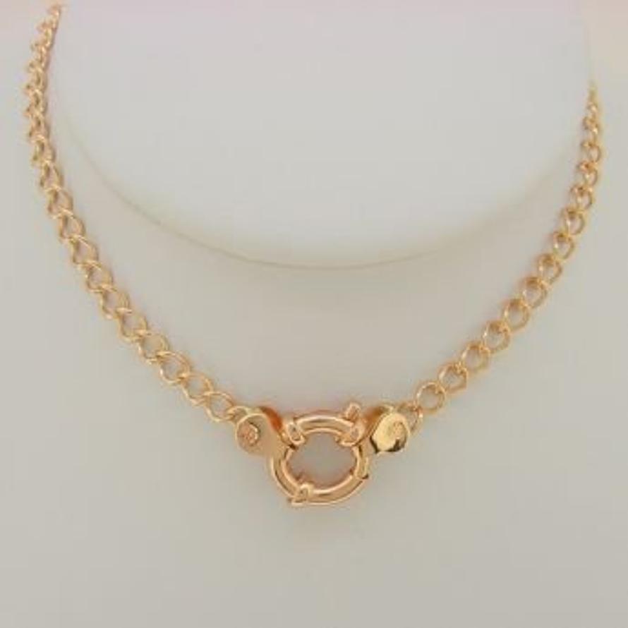 9CT ROSE GOLD 3.7mm CURB CHAIN BOLT RING NECKLACE -N-9R-OC2
