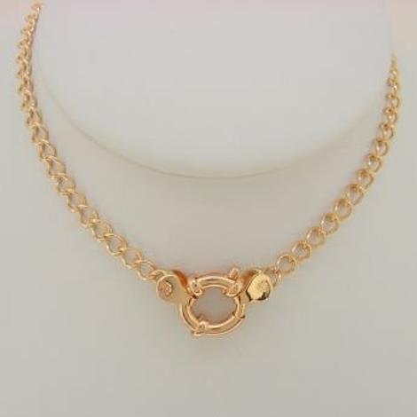 9ct Rose Gold 3.7mm Curb Chain Bolt Ring Necklace