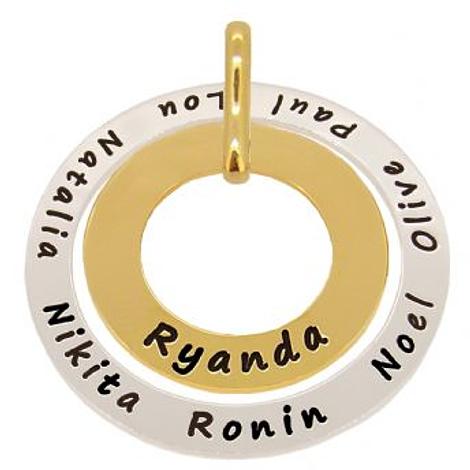 9ct Gold 28mm Sterling Silver 43mm Circle of Life Personalised Family Pendant