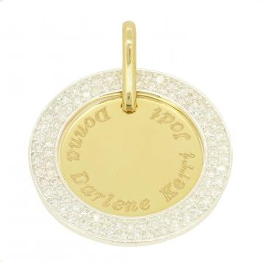 24mm COIN CIRCLE OF LIFE PERSONALISED 9CT GOLD NAME PENDANT CZ CIRCLE -9Y-24mm-CZcircle