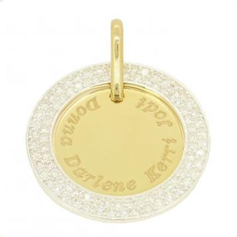 24mm Coin Circle of Life Personalised 9ct Gold Name Pendant Cz Circle -9y-24mm-Czcircle