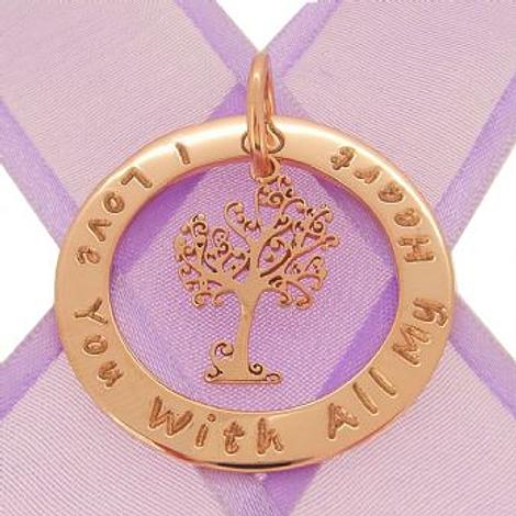 9ct Rose Gold 34mm Circle of Life Personalised Family Name Pendant Tree of Life -34mm-Kb60-9r