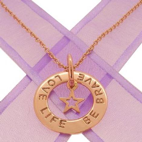 9ct Rose Gold 25mm Circle of Life Personalised Family Name Pendant Lucky Star Necklace -25mm-Hr3428-Ca50-9r
