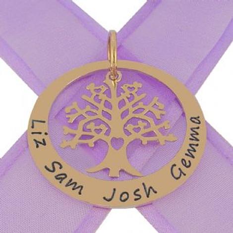 9ct Gold 38mm Circle of Life Personalised 24mm Tree of Life Name Pendant 9y-38mm-Kb85