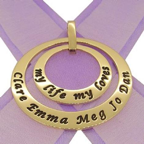 9ct Gold 25mm & 38mm Circle of Life Personalised Name Pendant
