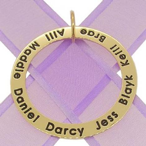 9ct Yellow Gold 49mm Circle of Life Personalised Family Name Pendant