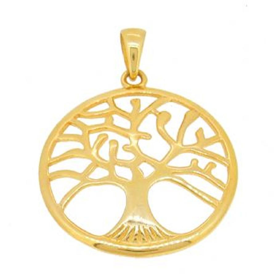 SOLID 18CT YELLOW GOLD 32mm TREE OF LIFE CHARM PENDANT