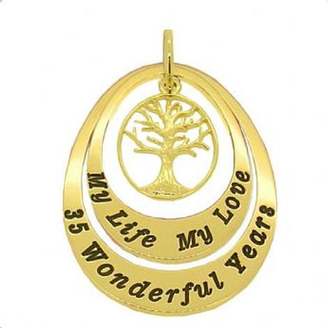 9ct Gold Oval Circle of Life Personalised Family Tree Name Pendant
