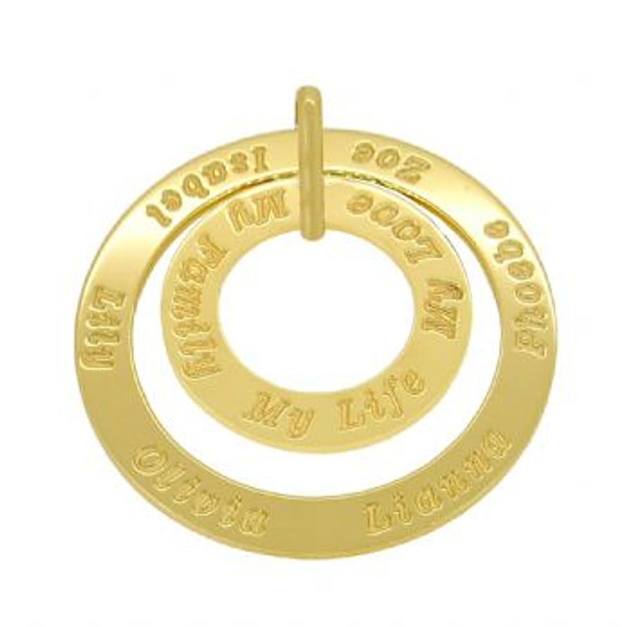 9CT GOLD 28mm 43mm CIRCLE OF LIFE PERSONALISED FAMILY PENDANT