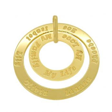 9ct Gold 28mm 43mm Circle of Life Personalised Family Pendant