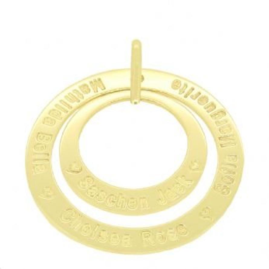 9CT GOLD 29mm 43mm CIRCLE OF LIFE PERSONALISED FAMILY PENDANT