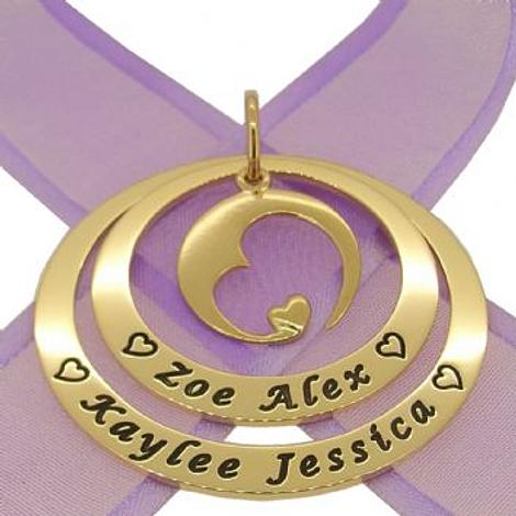 9ct Gold 35mm & 45mm Circle of Life Personalised Name Circle Moon Heart Pendant -35mm-45mm-Jr-9y-Kb94