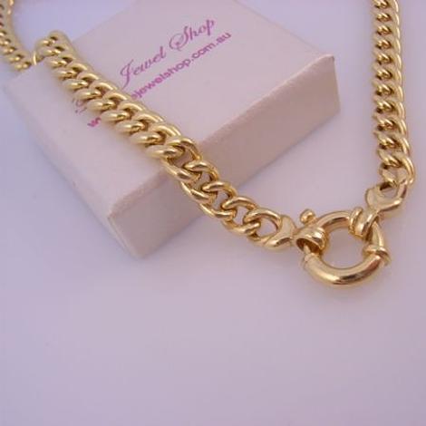 9ct Gold Curb Link Bolt Ring 45cm Necklace