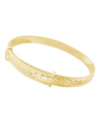 Expanding Filigree Embossed 5mm Bangle in 9ct Gold All Sizes