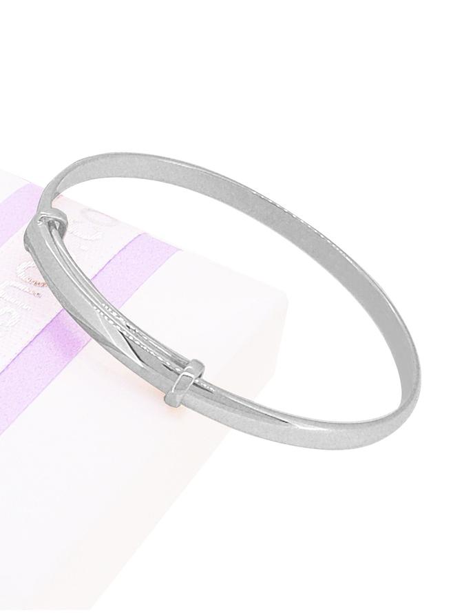 Low Half Round 3mm Expandable Bangle in 9ct White Gold