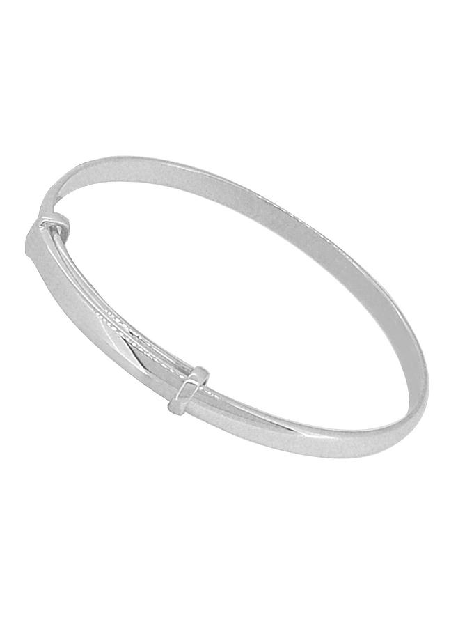 Low Half Round 3mm Expandable Bangle in 9ct White Gold