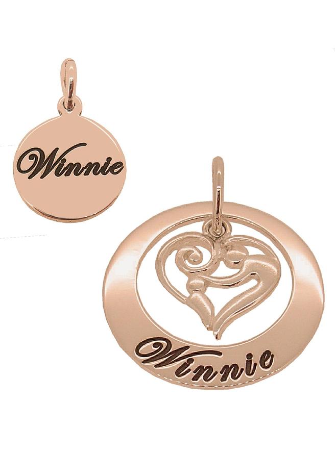 Mother and Baby Name Circle of Life Personalised Pendants in 9ct Rose Gold