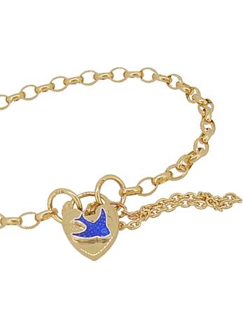 Baby Bluebird of Happiness Padlock 3.2mm Oval Belcher Bracelet