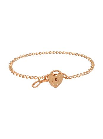 Solid Curb Padlock Baby Bracelet in 9ct Rose Gold