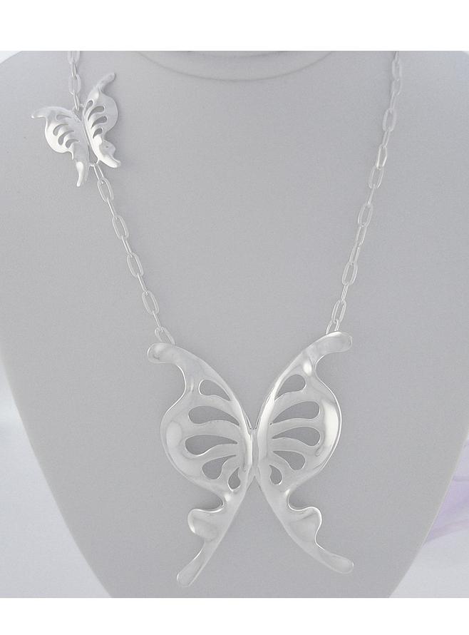 Pastiche Beautiful Large Butterfly Pendant Necklace in Sterling Silver