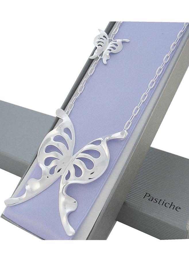 Pastiche Beautiful Large Butterfly Pendant Necklace in Sterling Silver