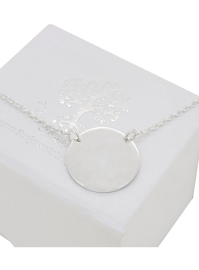 Sterling Silver 15mm Personalised Love Circle Coin Tag Charm Necklace