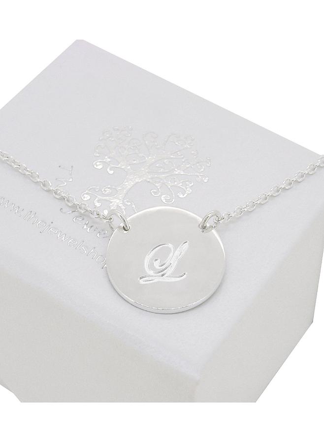 Sterling Silver 15mm Personalised Love Circle Coin Tag Charm Necklace