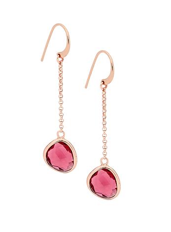 Pastiche Water 14k Rose Gold Silver Earrings With Pink Crystal